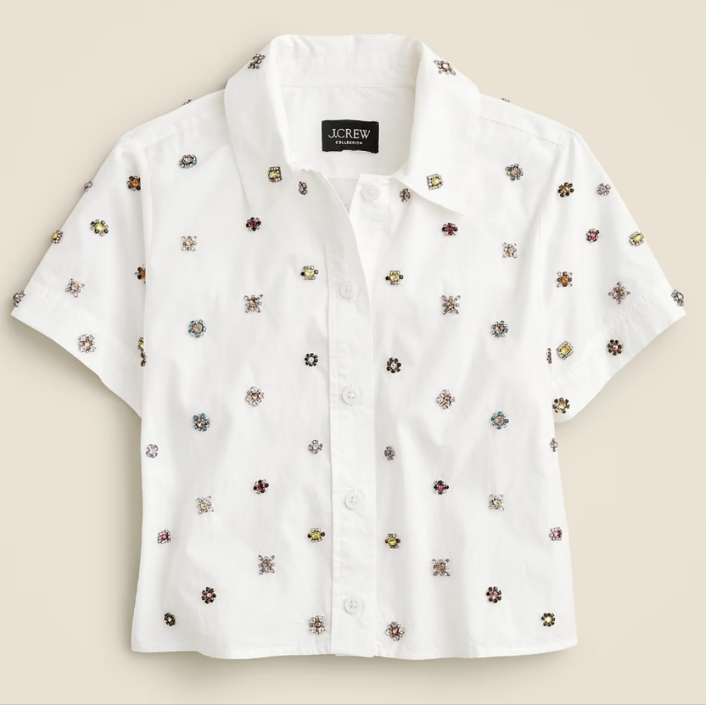 jcrew collection gamine jeweled shirt size 4
